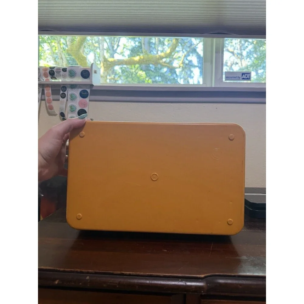 Wilson Mfg Wil-Hold Yellow Plastic Sewing Box Two Levels One Handled Tray